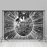 Aperturee - Aperturee Black Grey Bow Tie Disco Ball Congrats Grad Backdrop